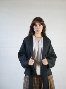 Tie Jacket in Black Linen