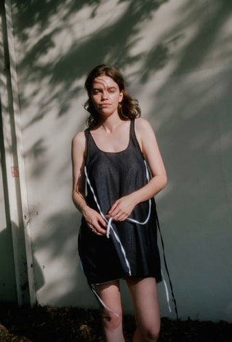 Black and White Bow Slip Dress