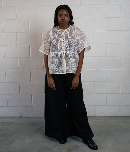 Black Destinations Sheer Wide Leg Pants