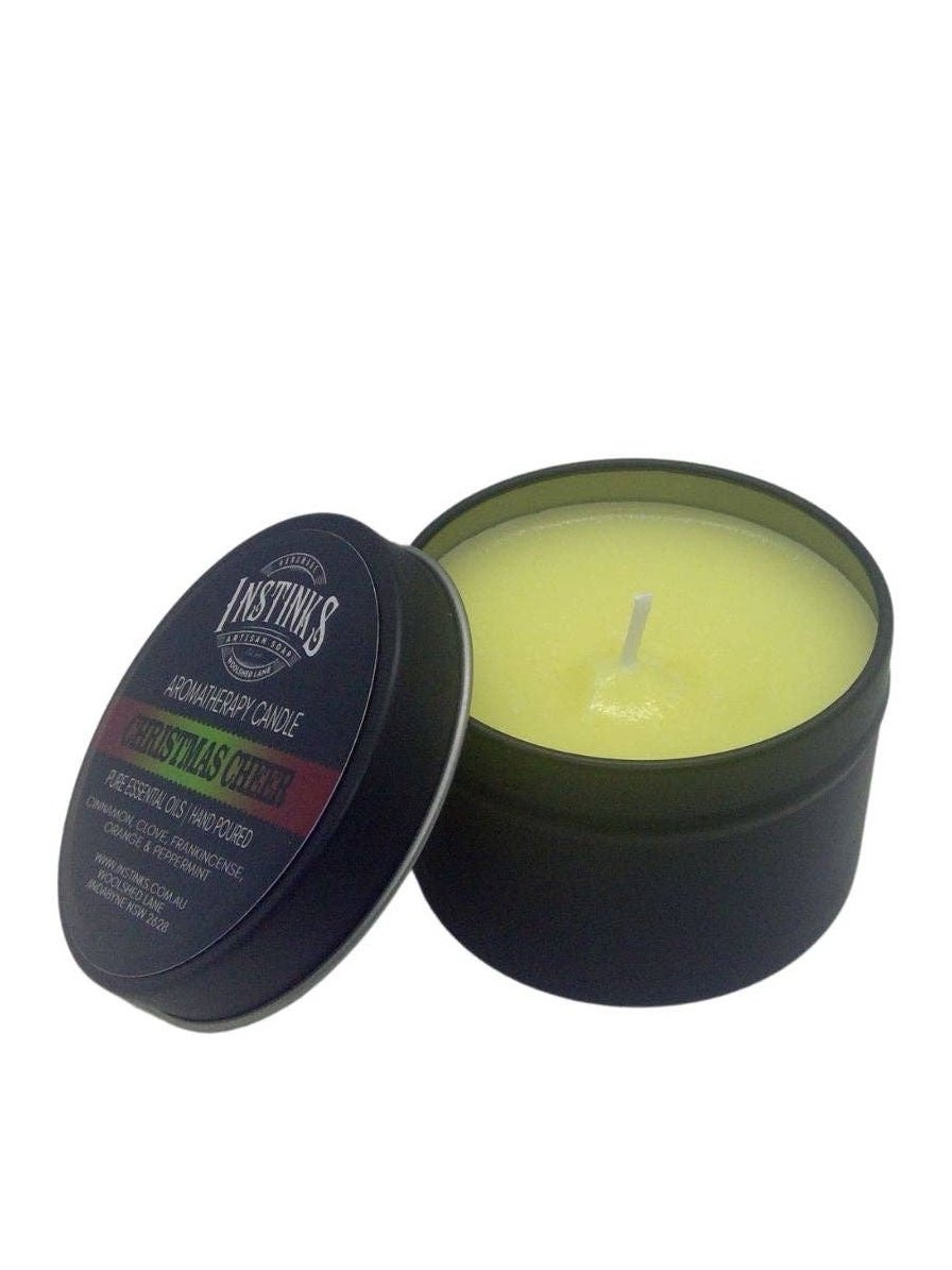 Christmas Blends Aromatherapy Travel Tin Candle: Joy- Grapefruit Rosewood & Peppermint