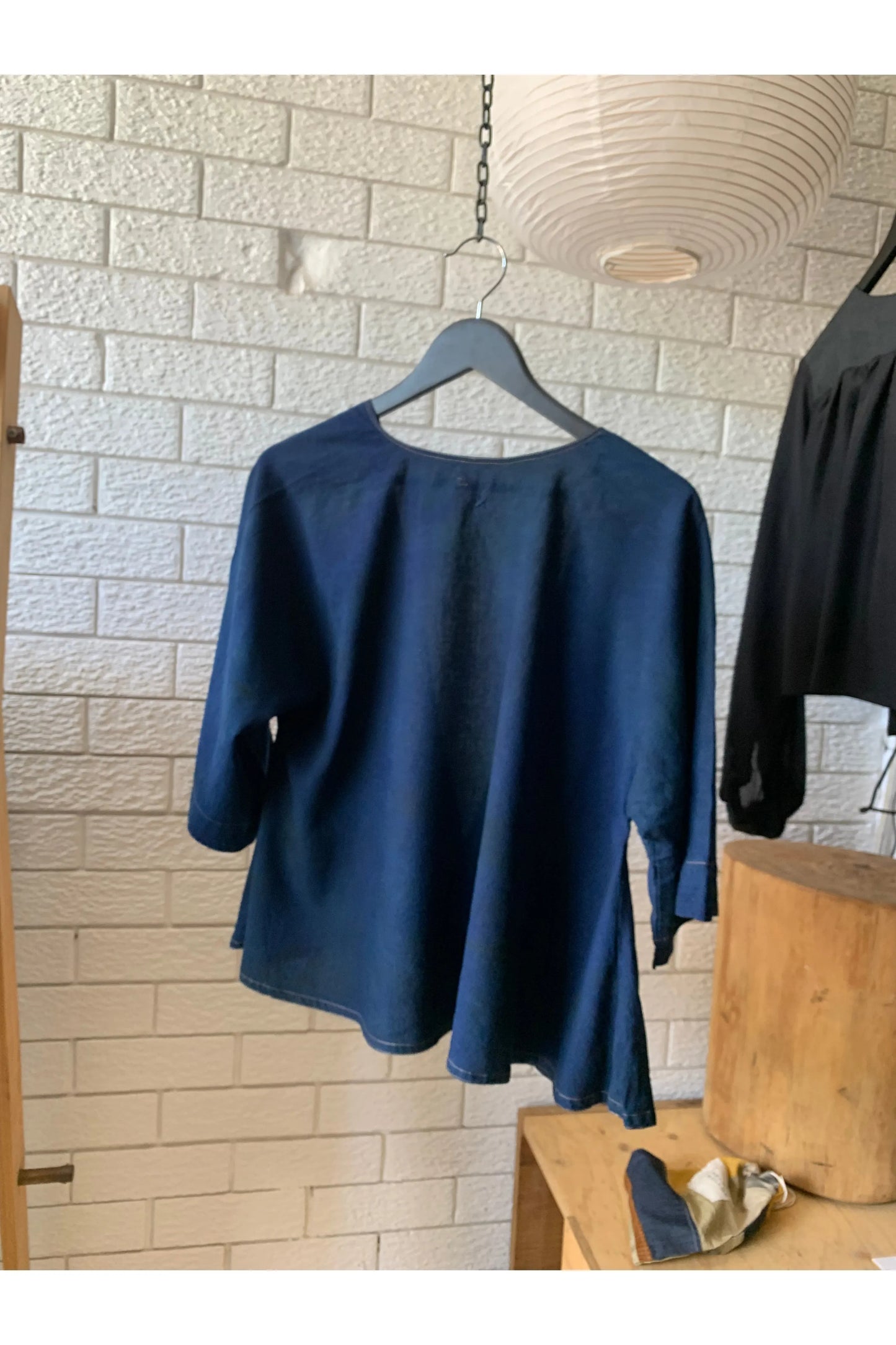 Hand dyed navy wrap top