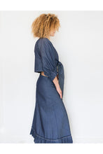 Load image into Gallery viewer, Wrap Tie Top in Denim